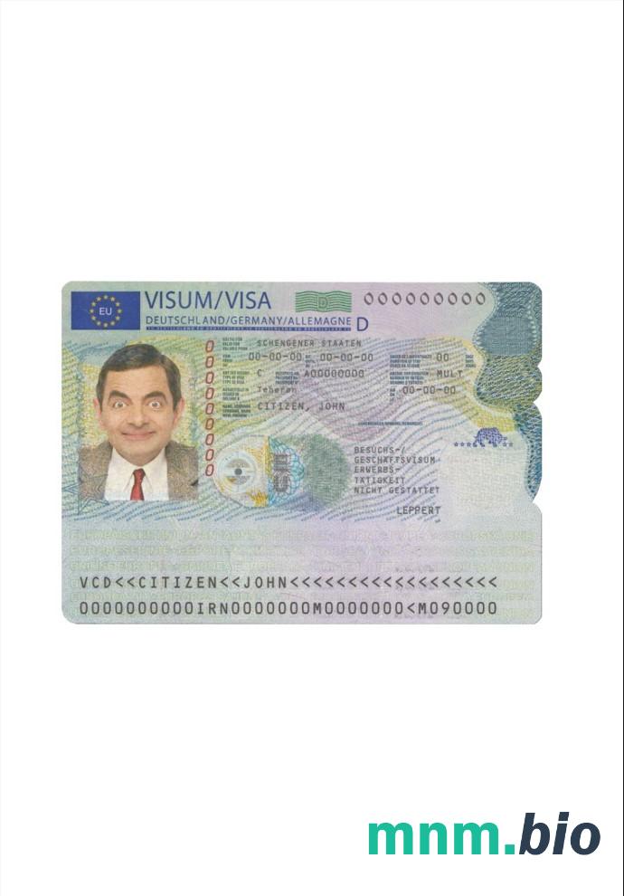 Niemiecka wiza schengen w pełni edytowalna PSD